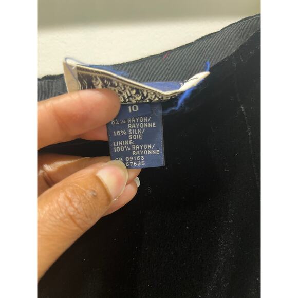 Ralph Lauren Vintage Black Velvet Knee Length Pencil Skirt Sz 10 - Picture 3 of 7